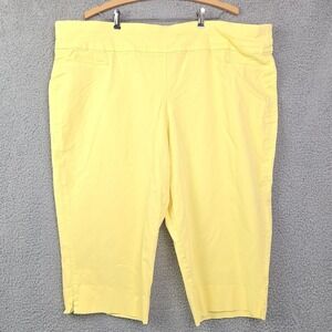 Alfred Dunner Womens Capri Pants 24W Yellow Pull On Pockets Proportioned Medium